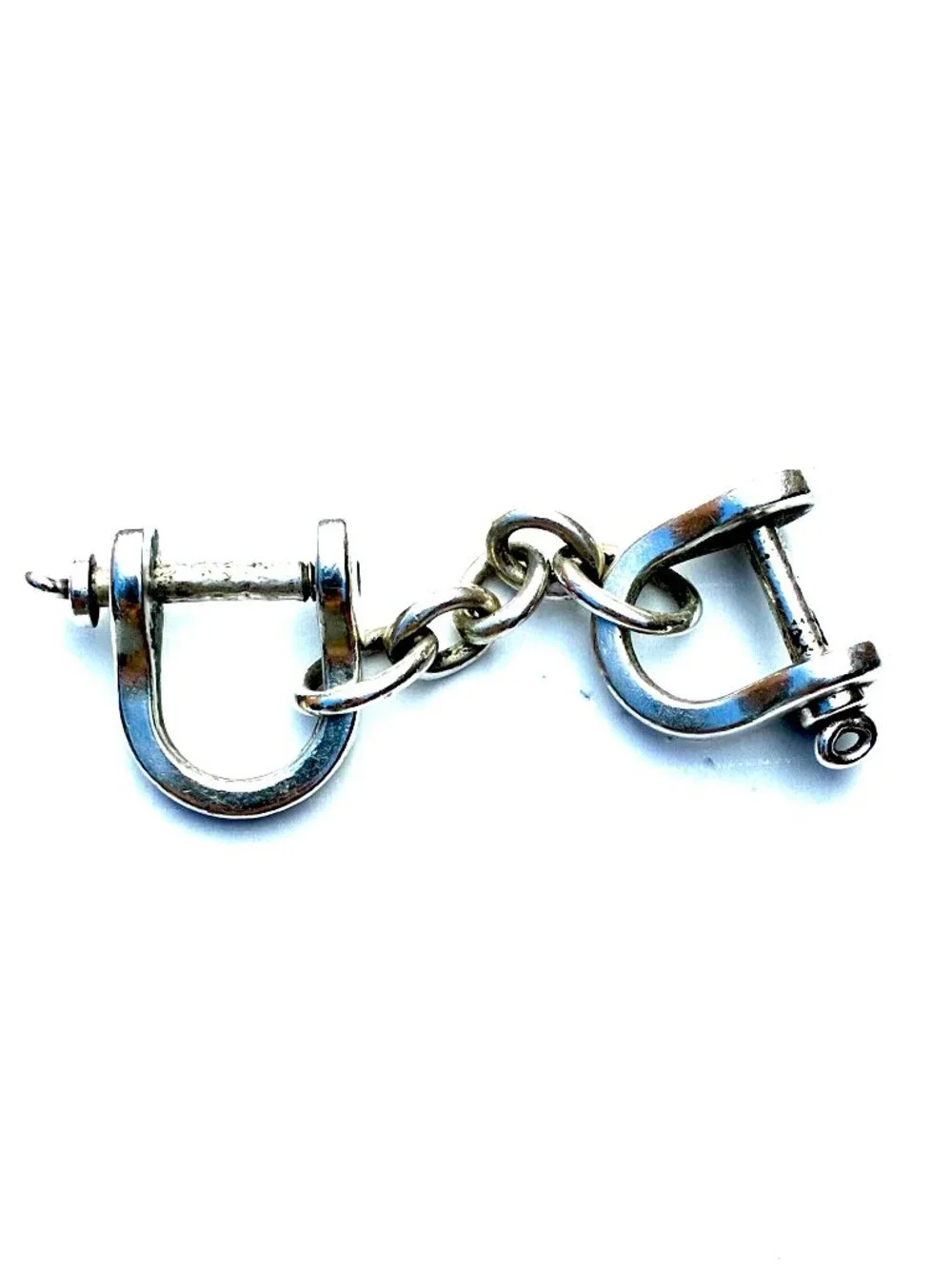 VTG Tiffany & Co 925 Sterling Silver Double Horse Shackle Valet Keychain